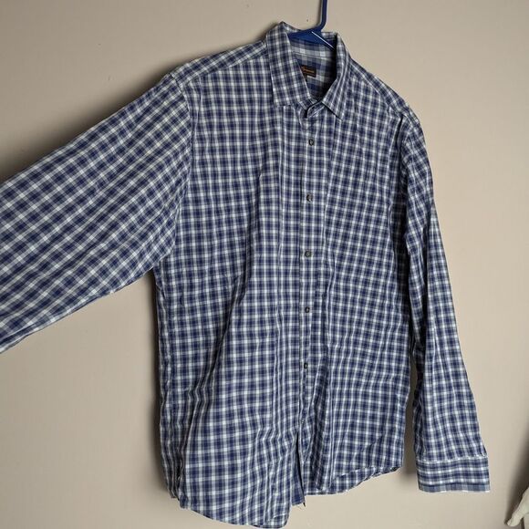 Ben Sherman Men’s Plaid Button-Down Shirt, Blue, Size 16.5 34-35 - Picture 7 of 9